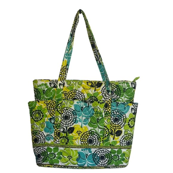 Vera Bradley Go Round Tote Bag in Retired Lime Green Pattern - Picture 1 of 8